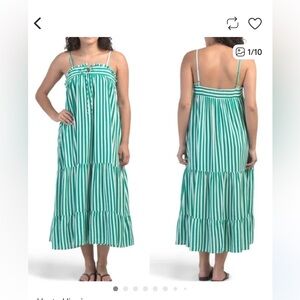 Haute Hippie Green and White Striped Maxi Dress